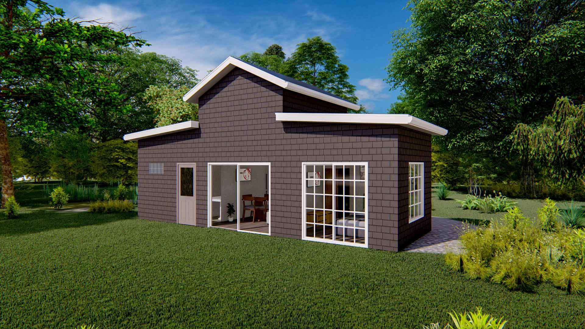 The Haven 1 Bedroom 366 sq. ft. Tiny Home DIY Steel Frame Building Kit,  ADU, Cabin, Guest house, Backyard rental - PLUS 1 Homes